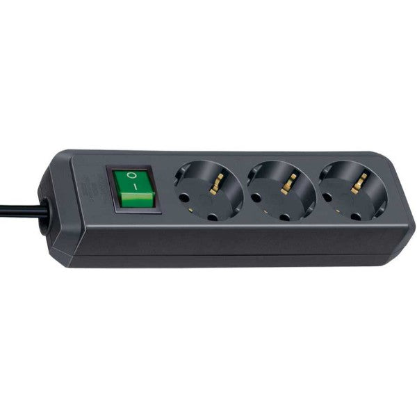 Разклонител 3x 2P+E Eco-line с ключ и кабел 3m Черен - Brennenstuhl...
