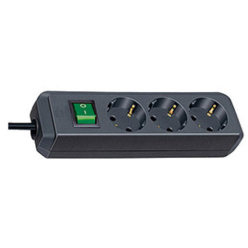 Разклонител 3x 2P+E Eco-line с ключ и кабел 5m Черен - Brennenstuhl...