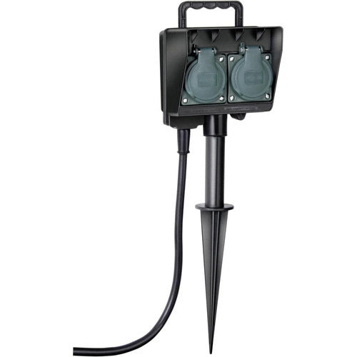 Разклонител за градина 2x 2P+E Earth Rod IP44 с кабел 1.4m Черен...