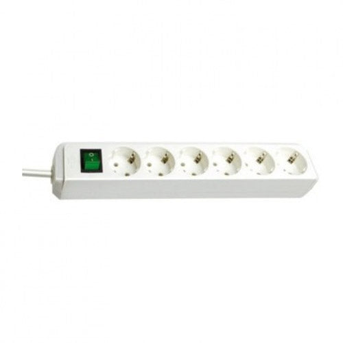 Разклонител 6x 2P+E с ключ и кабел 1.5m Бял - Brennenstuhl Eco-line...