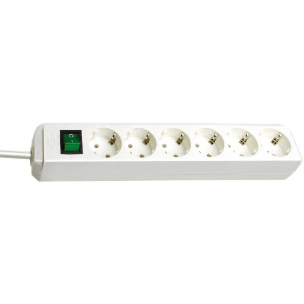 Разклонител 6x 2P+E с ключ и кабел 3m Бял - Brennenstuhl Eco-line B...