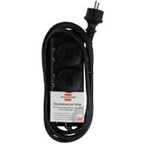 Разклонител 2x 2P+E Power IP44 със защитни капаци и кабел 2m Черен...