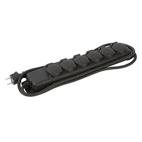Разклонител 6x 2P+E Power IP44 със защитни капаци и кабел 2m Черен - Brennenstuhl Power IP44 BS1159970
