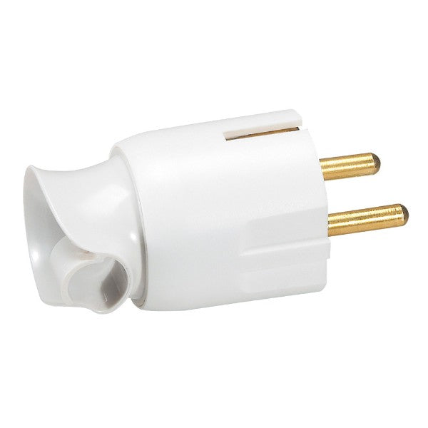 Щепсел 2P+E 16A с въртене и кабел на 90° Бял - Legrand Helium 50172