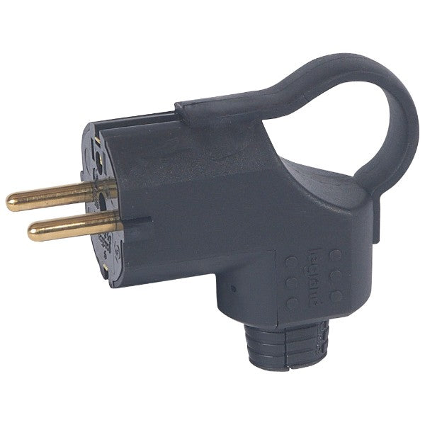 Щепсел 2P+E 16A с ринг и кабел на 90° IP44 Черен - Legrand Helium 5...