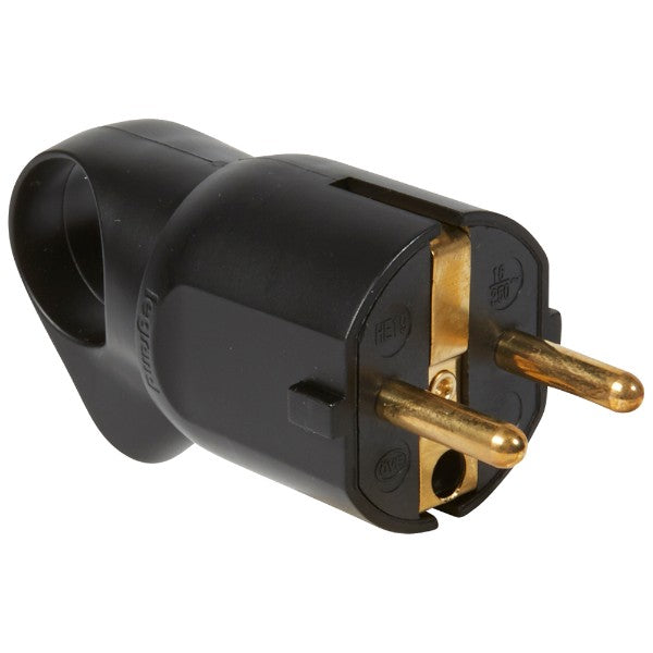Щепсел 2P+E 16A с ринг и кабел на 45° Черен - Legrand Helium 50328
