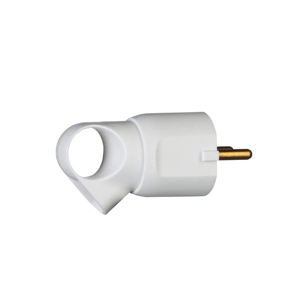 Щепсел 2P+E 16A с ринг и кабел на 45° Бял - Legrand Helium 50330