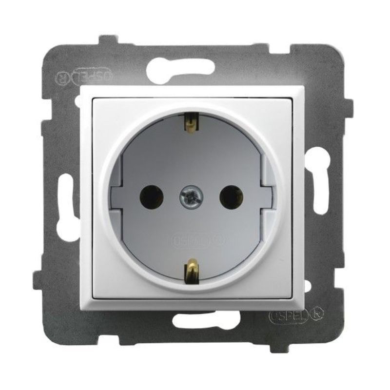 Контакт шуко 2P+E Бял - OSPEL Aria GP-1US/m/00