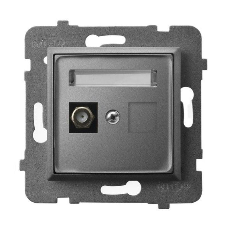 Розетка TV F конектор Сив мат - OSPEL Aria GPA-1UF/m/70