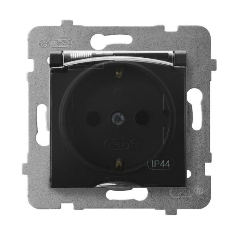 Контакт шуко 2P+E IP44 Черен - OSPEL Aria GPH-1US/m/33/d