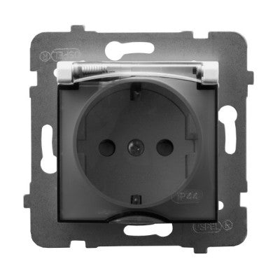 Контакт шуко 2P+E IP44 Сив мат - OSPEL Aria GPH-1US/m/70/d