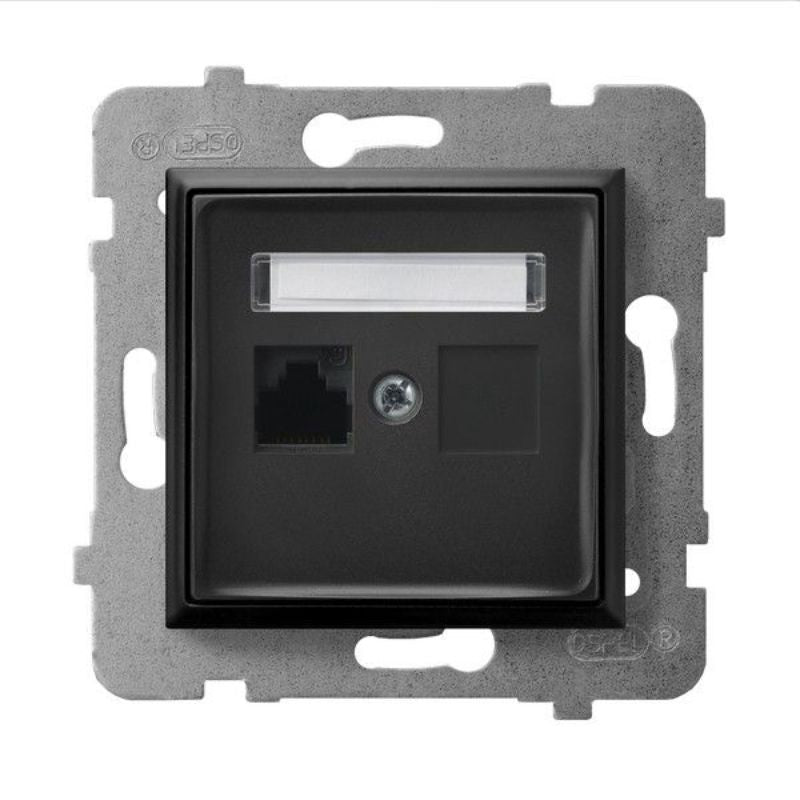 Розетка 1xRJ45 Cat. 5e UTP Черен - OSPEL Aria GPK-1U/K/m/33