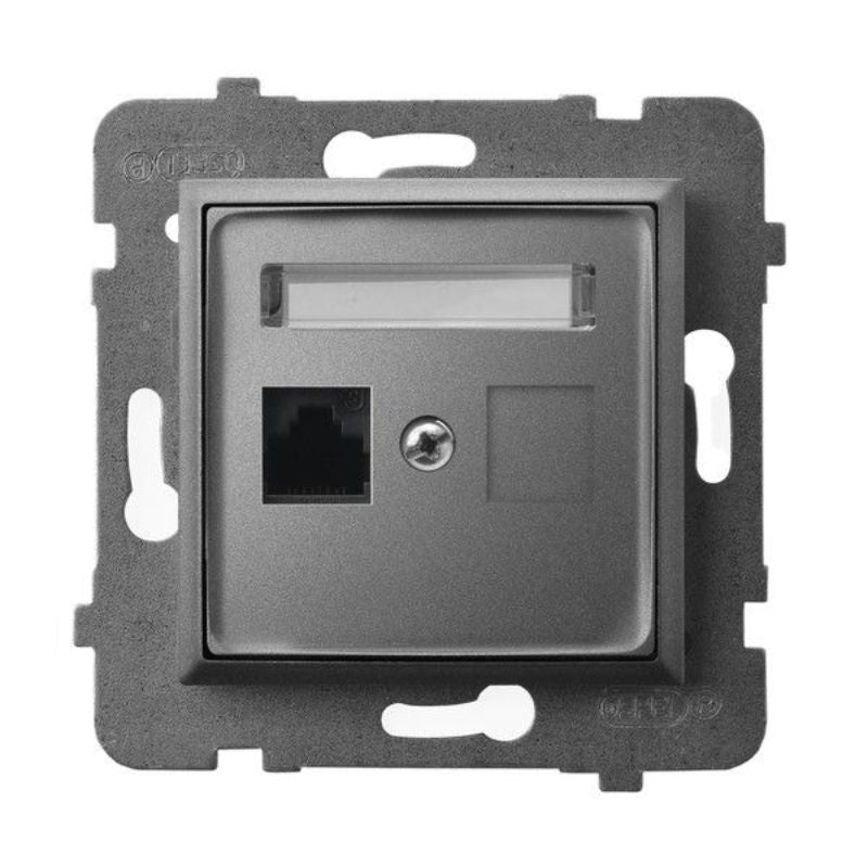 Розетка 1xRJ45 Cat. 5e UTP Сив мат - OSPEL Aria GPK-1U/K/m/70