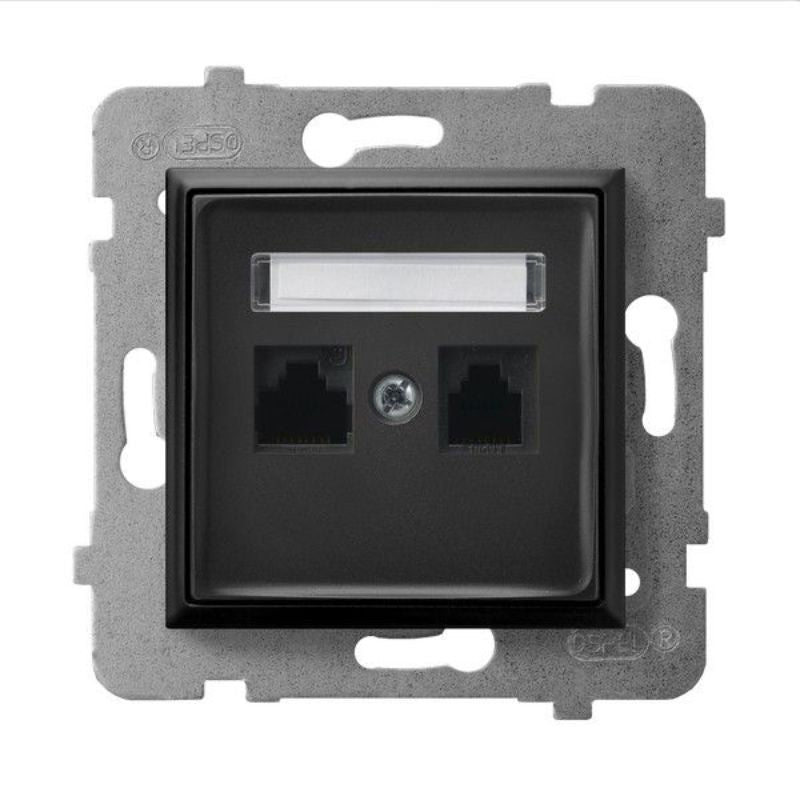 Розетка 2xRJ45 Cat. 5e UTP Черен - OSPEL Aria GPK-2U/K/m/33