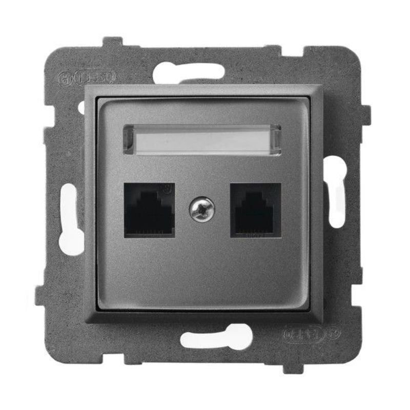 Розетка 2xRJ45 Cat. 5e UTP Сив мат - OSPEL Aria GPK-2U/K/m/70