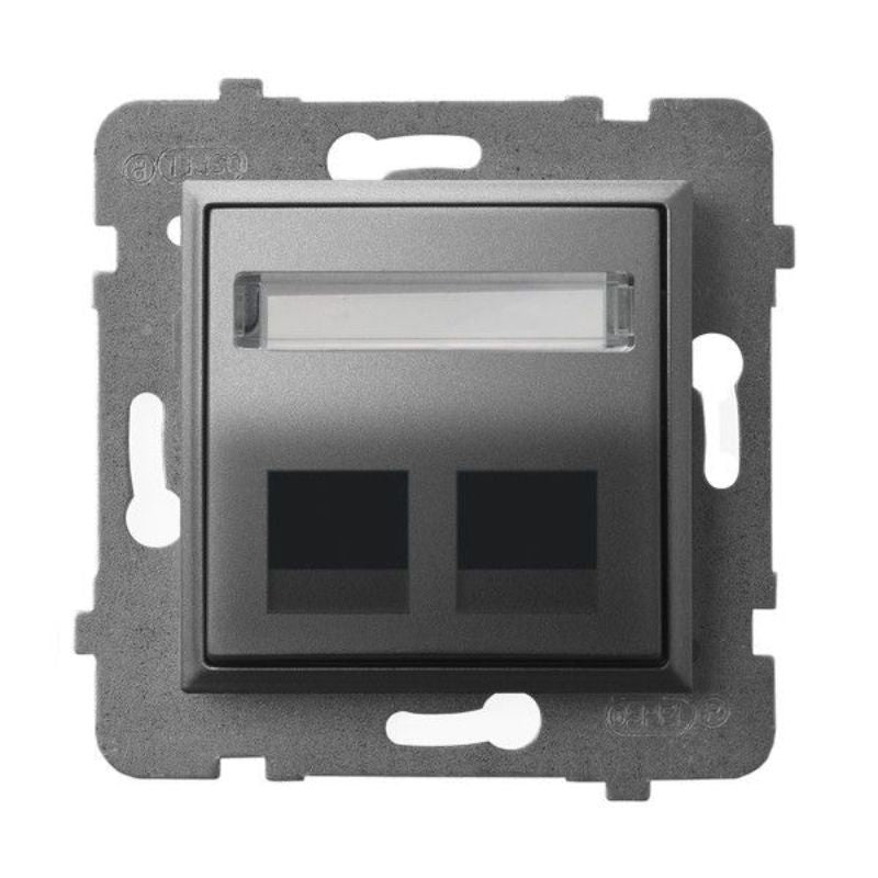 Розетка 2xRJ45 празна Сив мат - OSPEL Aria GPK-2US/p/70