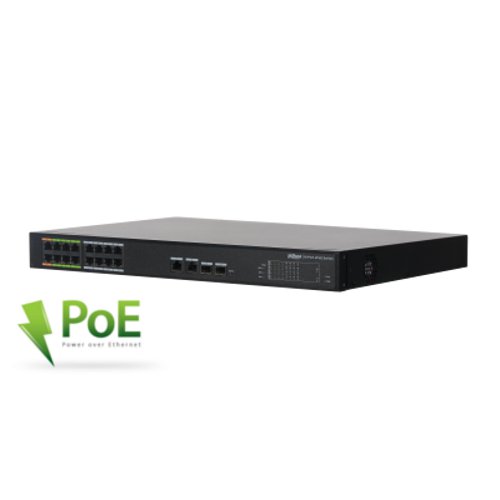 18 портов еPoE мрежов комутатор, 16xPoE/ 2xUPLINK/ 2xSFP - DAHUA LR...
