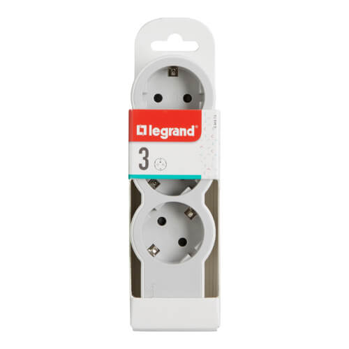 Разклонител 3x 2P+E Шуко, без кабел, цвят Бял, Standart - Legrand S...