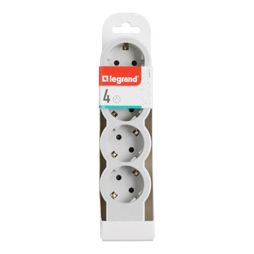 Разклонител 4x 2P+E Шуко, без кабел, цвят Бял - Legrand Standart 69...