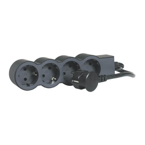 Разклонител 4x 2P+E Шуко, с кабел 5m, цвят Черен - Legrand Standart 694570