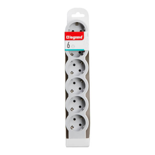 Разклонител 6x 2P+E Шуко, без кабел, цвят Бял - Legrand Standart 69...