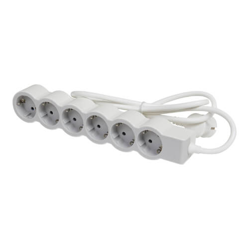 Разклонител 6x 2P+E Шуко, с кабел 1.5m, цвят Бял - Legrand Standart 694557
