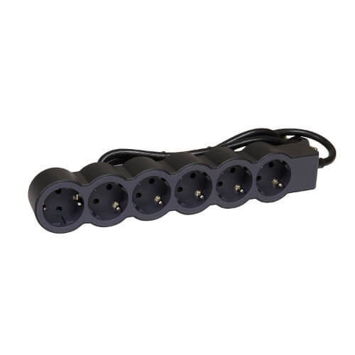 Разклонител 6x 2P+E Шуко, с кабел 1.5m, цвят Черен - Legrand Standart 694558