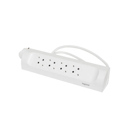 Разклонител  COR, ъглов, 4X2P+E, с кабел 1 м - Legrand Corner 694501