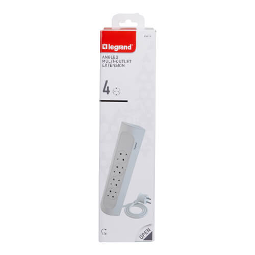 Разклонител  COR, ъглов, 4X2P+E, с кабел 1 м - Legrand Corner 694501