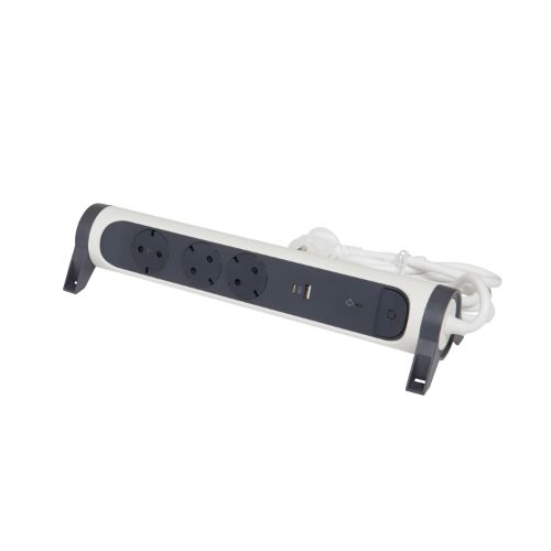 Разклонител 3x 2P+E Шуко, защита от пренапрежение, 2x USB тип A+C 3...