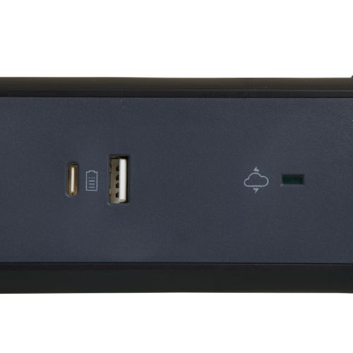 Разклонител 3x 2P+E Шуко, защита от пренапрежение, 2x USB тип A+C 3...