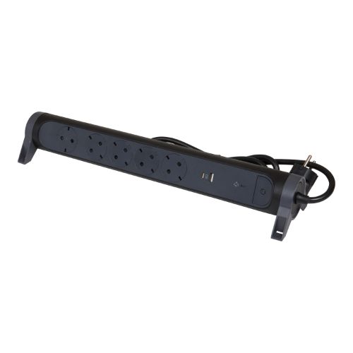 Разклонител 5x 2P+E Шуко, защита от пренапрежение, 2x USB тип A+C 3...