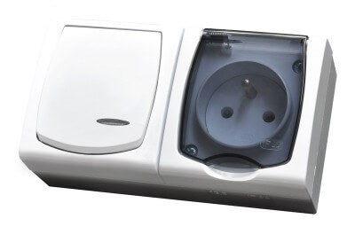Блок еднополюсен ключ с контакт шуко 10A/16A/250V IP44 - OSPEL Made...