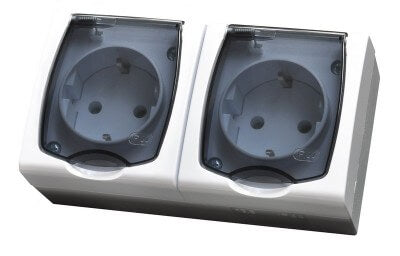 Блок двоен контакт шуко 16A/250V IP44 - OSPEL Madera GNH-2NS/00/d