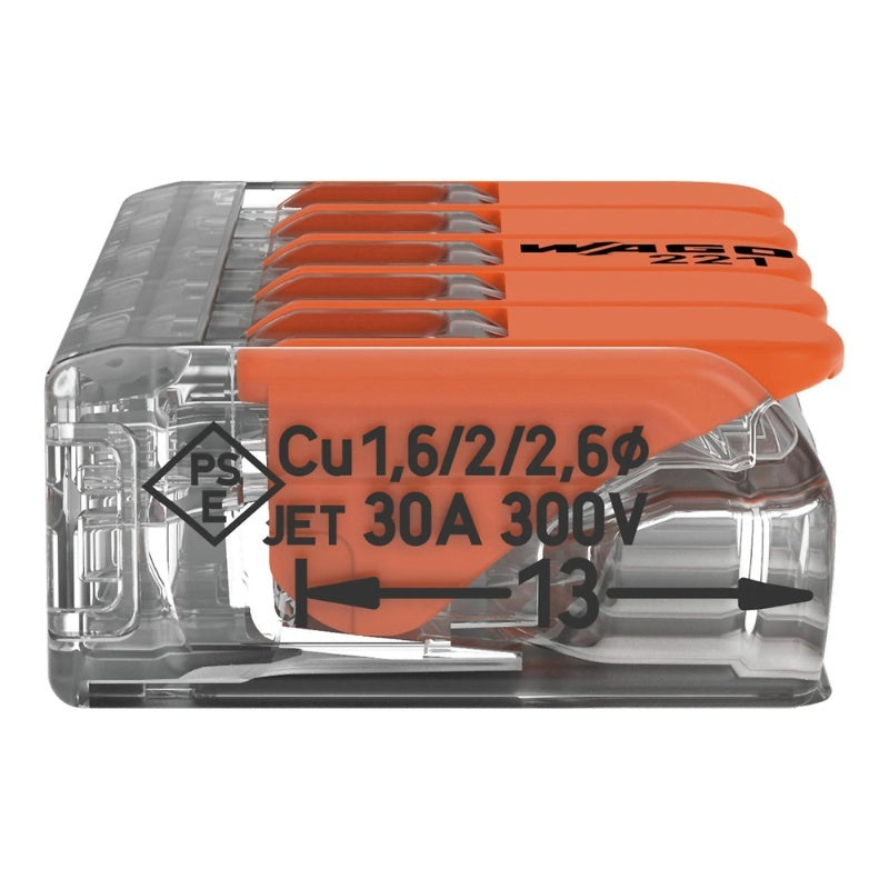 Бърза връзка Compact, за всички видове проводници от 0,5 до 6 mm²...