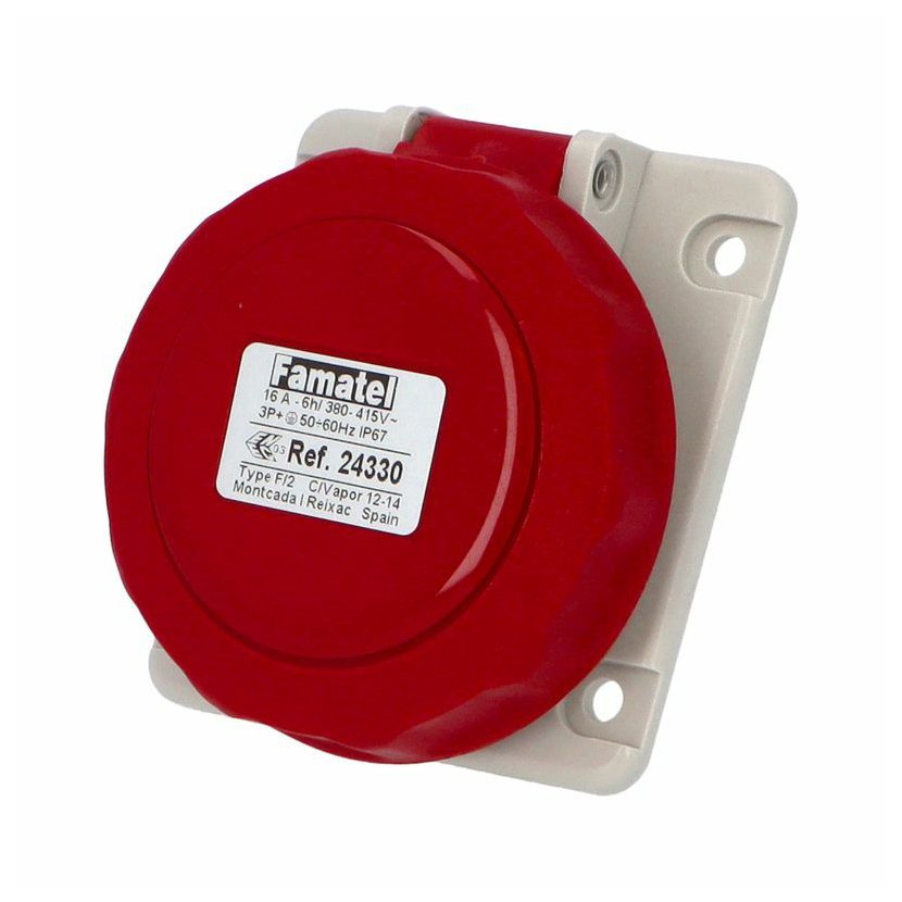 Контакт панелен монтаж наклонен 3P+E 16A 400V IP67 - Famatel SpeedPRO FR24330