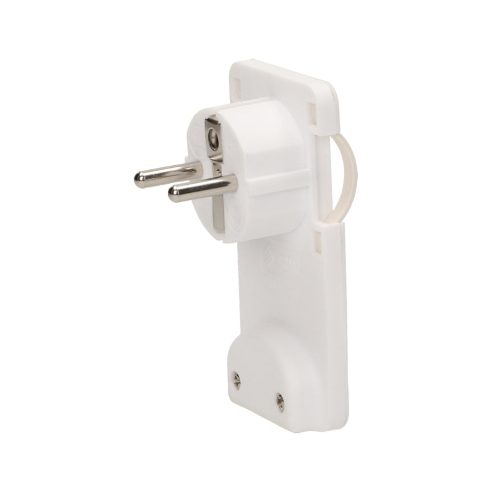 Щепсел 2P+E 16A плосък, с ринг, за кабел под 90° бял - ORNO OR-AE-1311/W