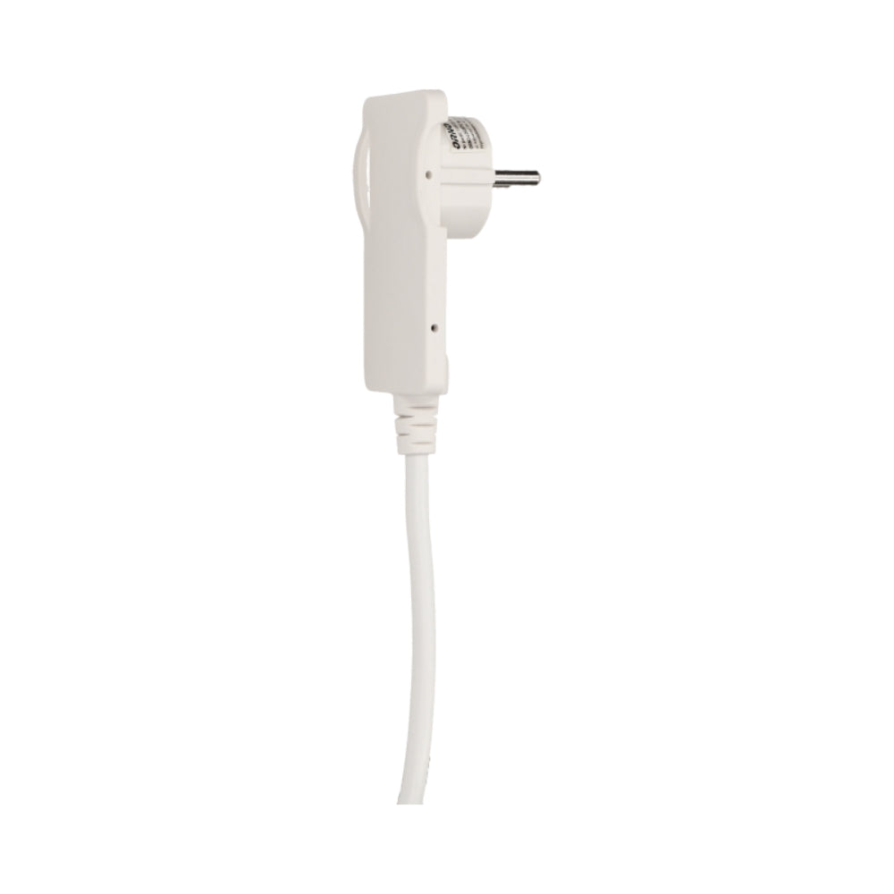 Щепсел 2P+E 10A плосък, с ринг и кабел 1.5м под 90°, бял - ORNO OR-AE-1312/W