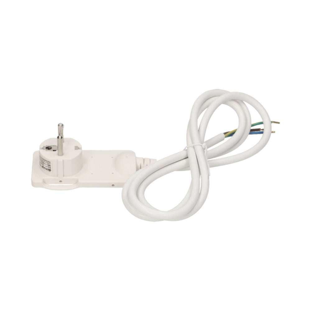 Щепсел 2P+E 10A плосък, с ринг и кабел 1.5м под 90°, бял - ORNO OR-AE-1312/W