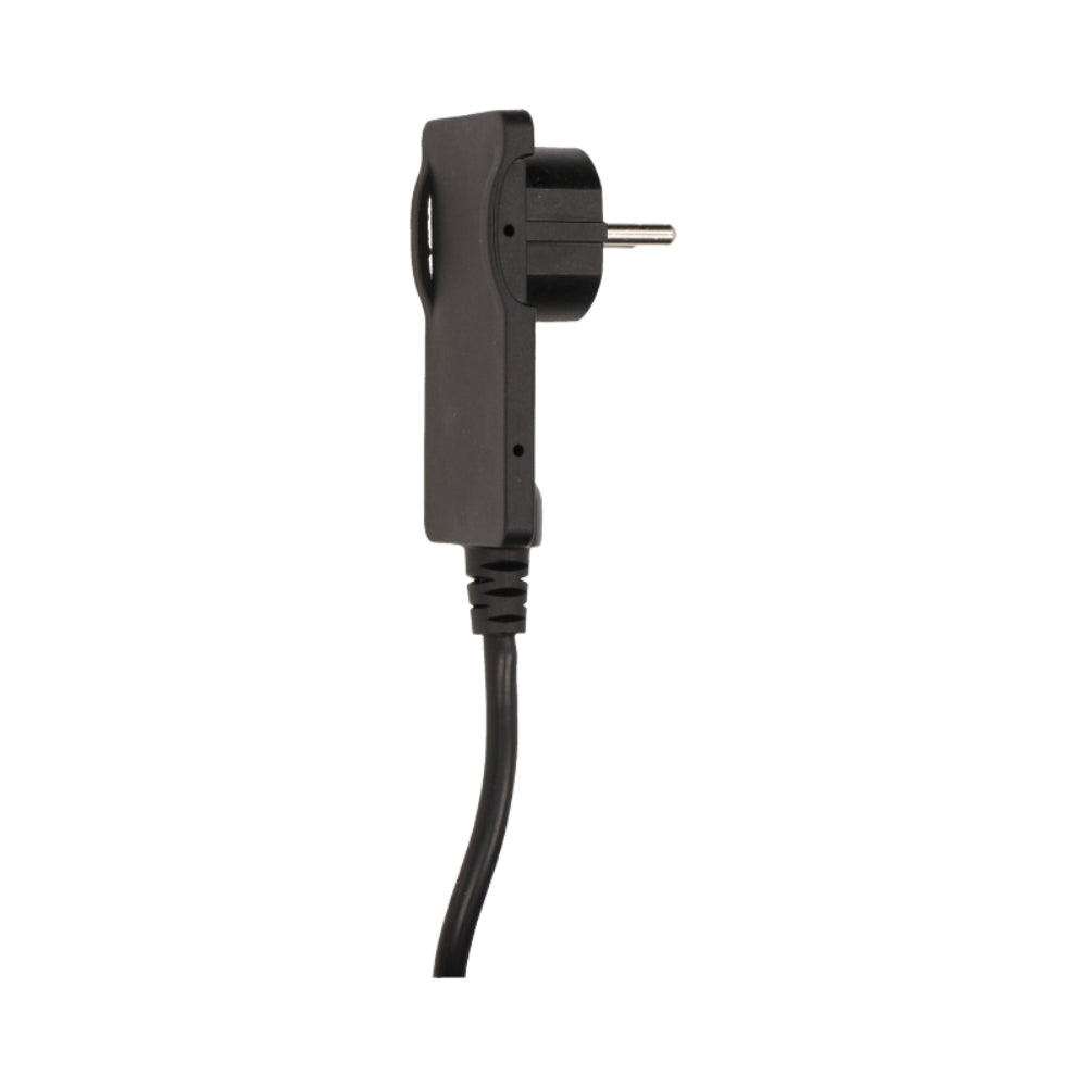 Щепсел 2P+E 10A плосък, с ринг и кабел 1.5м под 90°, черен - ORNO OR-AE-1312/B