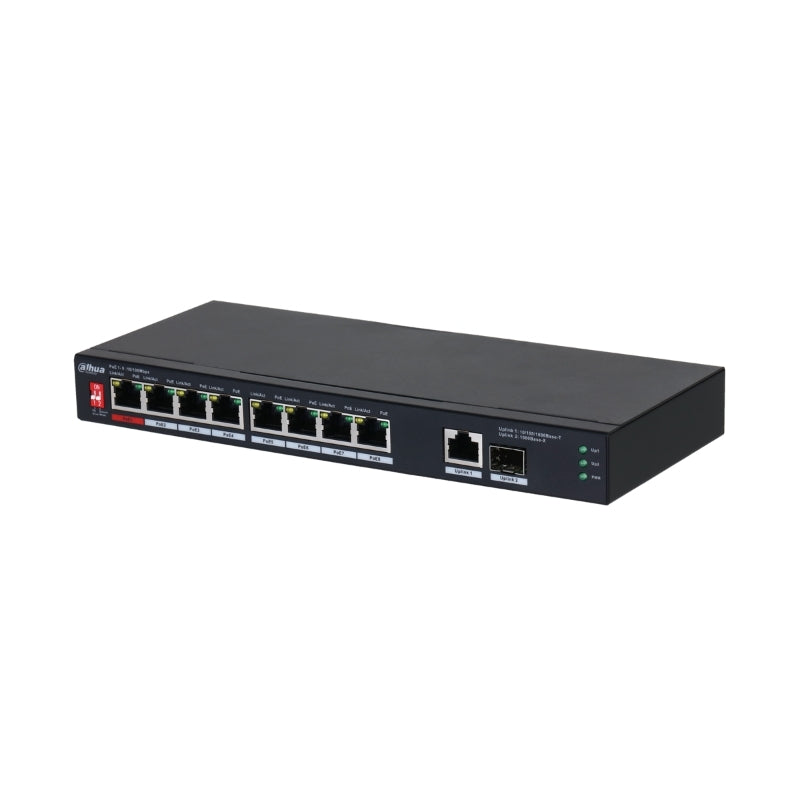 10 портов мрежов комутатор неуправляем с 8 PoE - DAHUA PFS3110-8ET1GT1GF-96