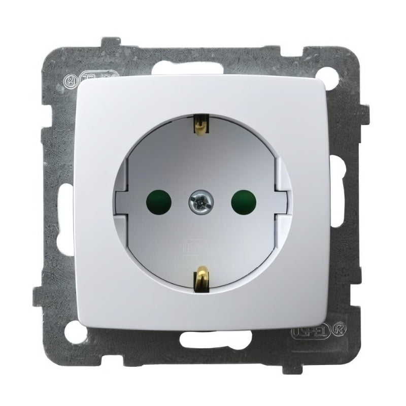 Контакт Шуко 16А детска защита Бял - OSPEL Karo GP-1SSP/m/00