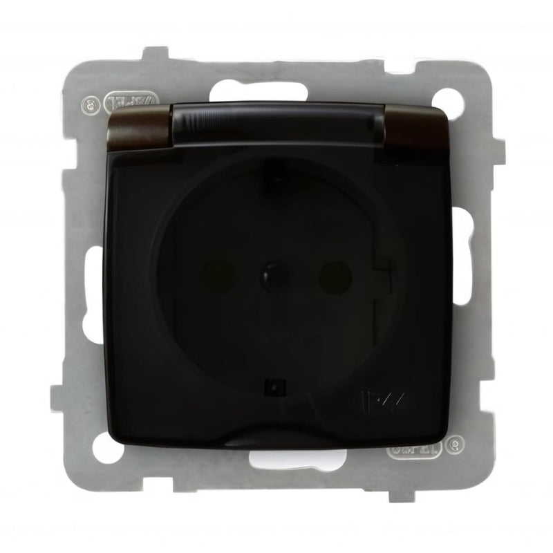 Контакт Шуко 16А детска защита IP44 Шоколад - OSPEL Karo GPH-1SSP/m...