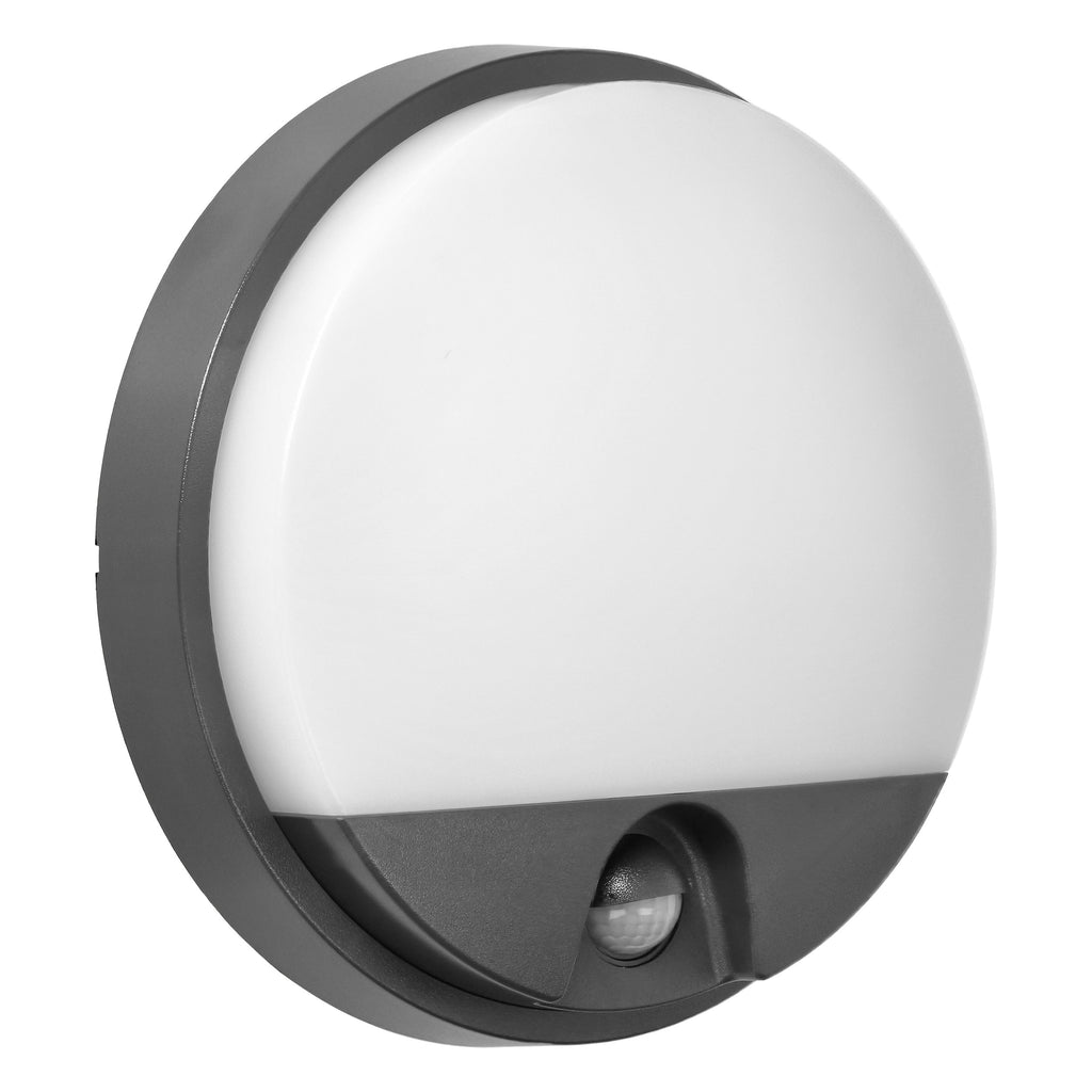 LED декоративен аплик, с PIR, 10W 800lm 4000K, Ra>80, IP54, сив - ORNO AGAT AD-OP-6111GLPMR4