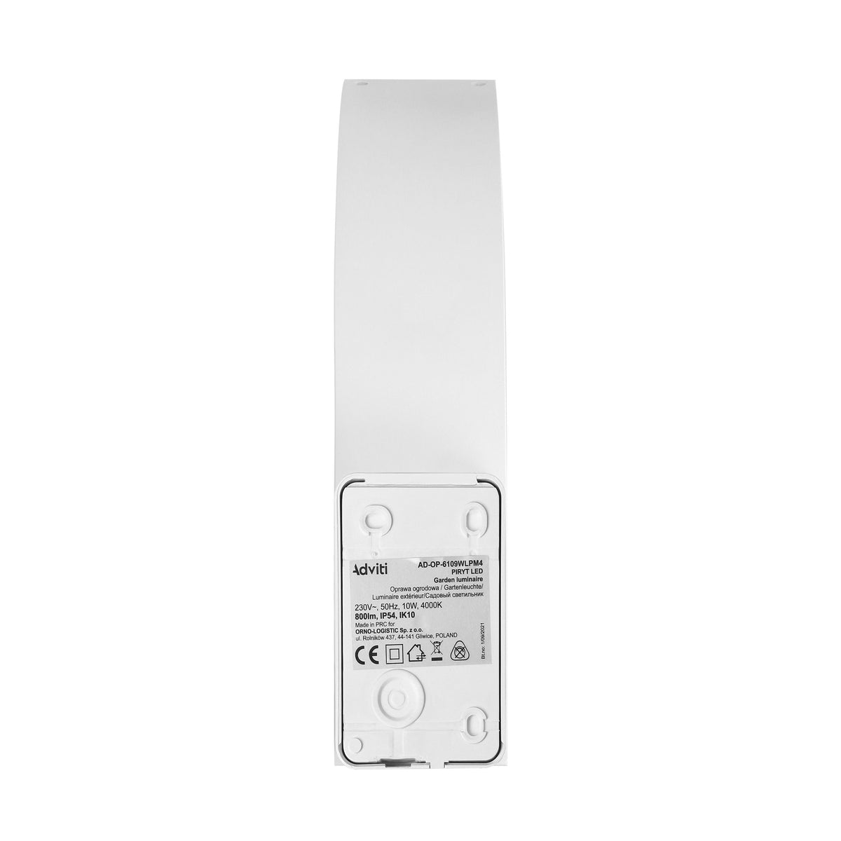 LED декоративен аплик 10W 800lm 4000K, Ra>80, IP54, бял - ORNO PIRYT AD-OP-6109WLPM4