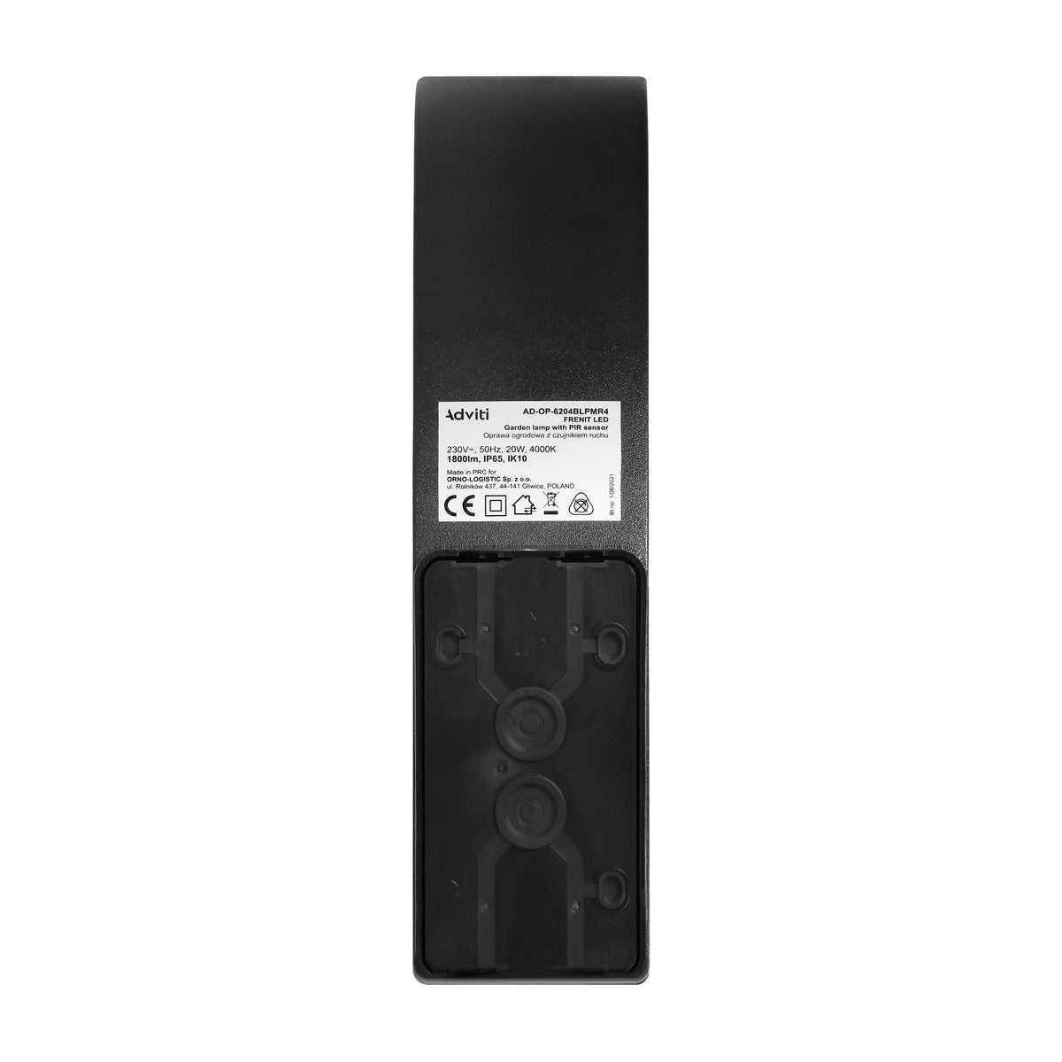 LED декоративен аплик 20W 2000lm 4000K, Ra>80, с PIR, IP65, черен - ORNO FENIT AD-OP-6204BLPMR4