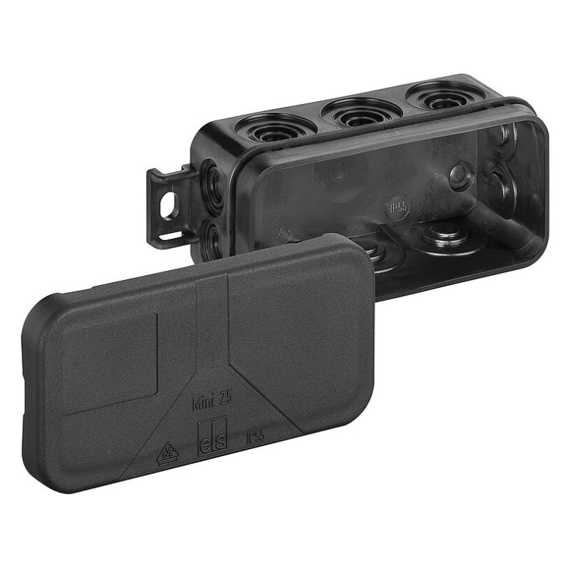 Разклонителна кутия за открит монтаж 89x43 x38mm Черен IP55 HF Mini...