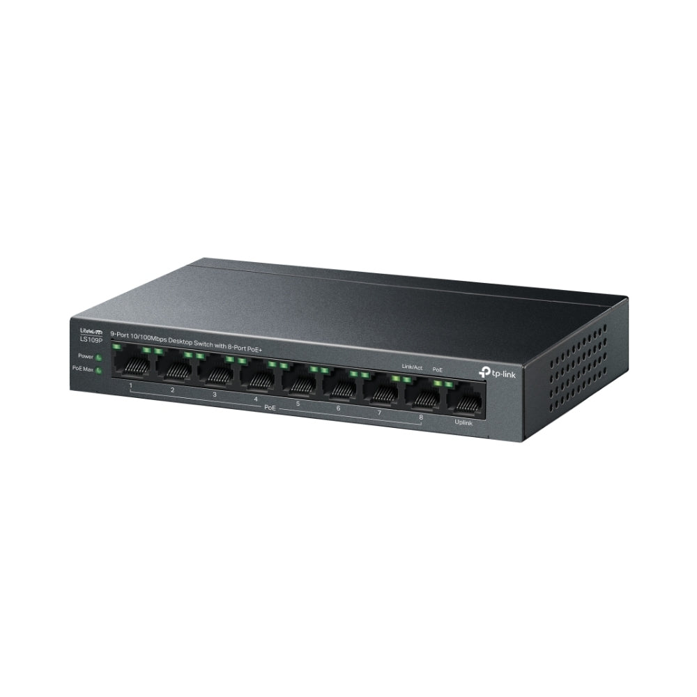 9-портов 10/100Mbps Desktop Switch с 8-порта PoE+ - Omada by TP-Link LS109P