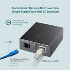 Медиен конвертор, 10/100 Mbps WDM 20км, SC конектор, Сингъл мод - O...