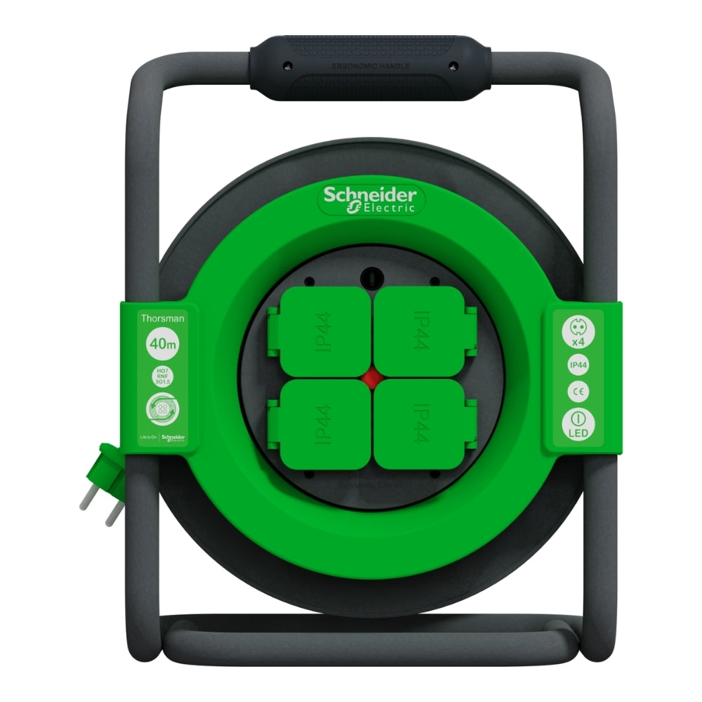 Кабелна макара 4x 2P+E Шуко 40m H07RN-F 3G1.5 с термозащита IP44 - SCHNEIDER ELECTRIC Thorsman IMT33158